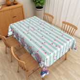 Lofaris Heart Shaped Petals Green Stripes Floral Tablecloth